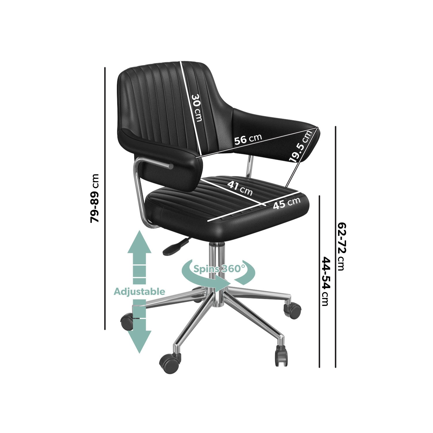 Read more about Black faux leather swivel office chair with arms fenix